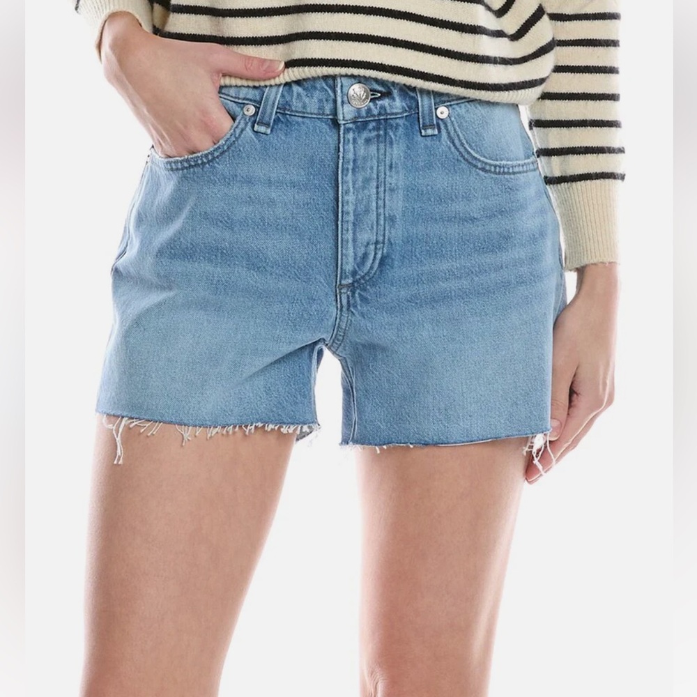 Rag & Bone Dre Blue Jean Shorts with Frayed Hem Sz 27